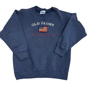 Old Glory Sweatshirt American Flag‎ Embroidered Patriotic Made in USA Med